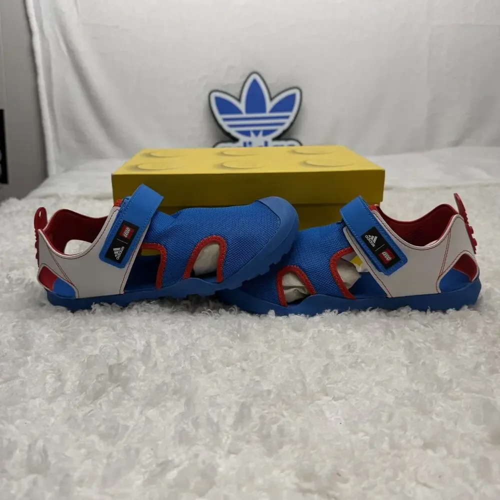 LEGO x adidas Captain Toey J 'Bright‎ Blue Red' Size 6 GY5090 Sandals Boys New